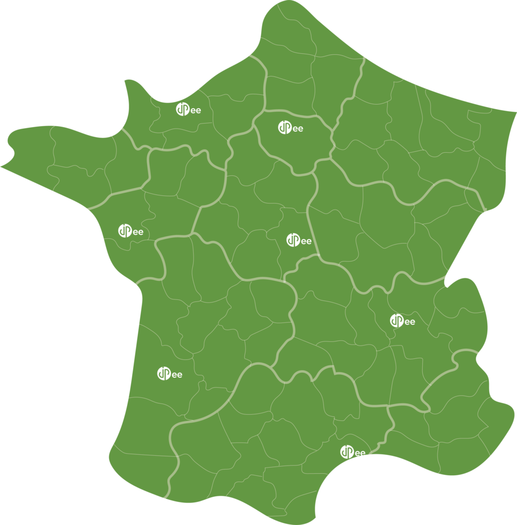 Carte des implantations des agences de JPee en France